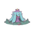  blue_eyes colored_sclera commentary fangs highres looking_at_viewer mareanie no_humans pokemon pokemon_(creature) simple_background singlepuddingcup solo spikes white_background yellow_sclera 
