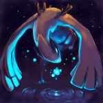  bird bird_focus bubble commentary creature dark delano-laramie english_commentary full_body gen_2_pokemon legendary_pokemon lugia pokemon pokemon_(creature) signature solo underwater water 