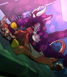 0ct0m0n0 anthro anthro_on_anthro blush brown_hair butt dragon duo eyes_closed french_kissing fur furred_dragon furred_scalie hair hi_res horn kissing male male/male male_anthro mythological_creature mythological_scalie mythology nude orange_body orange_fur orange_tail outside purple_body purple_fur purple_hair purple_tail scalie short_hair standing tail white_body white_fur white_horn white_tail