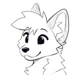 1:1 2025 ambiguous_gender animated animated_sketch black_eyebrows black_eyes black_nose black_text canid canine cheek_tuft closed_smile dialogue english_text eyebrows facial_tuft feve fur head_tuft icon inner_ear_fluff mammal mouth_closed neck_tuft open_mouth open_smile simple_background smile solo speech_bubble text tuft white_background yapping