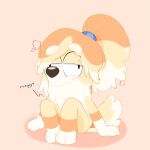 2026 accessory after_sex anthro bird_dog bluey_(series) canid canine canis chest_tuft cocker_spaniel digital_media_(artwork) domestic_dog female frisky_(bluey) fur hair_accessory hair_tie heart_symbol hi_res hunting_dog lexusart616 mammal orange_body orange_fur ponytail_ears solo spaniel tan_body tan_fur tuft twitching white_body white_fur