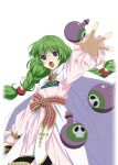  1girl bomb braid cape closed_mouth dress explosive game_cg glasses green_hair hair_ornament holding holding_weapon jewelry lips long_hair long_sleeves looking_at_viewer official_art open_mouth philia_felice purple_eyes round_eyewear sash solo sphere_hair_ornament standing tales_of_(series) tales_of_asteria tales_of_destiny throwing transparent_background twin_braids twintails vial weapon 