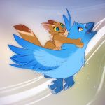  1:1 2020 amber_eyes avian beak bird blue_body blue_feathers digital_media_(artwork) feathered_wings feathers feral kyander mammal rodent sciurid wings 