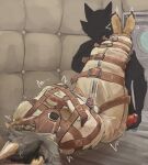 absurd_res anal anal_penetration angry animal_genitalia animal_penis anthro bdsm bondage bondage_gear bound brown_body brown_fur canid canine canine_genitalia canine_penis canis canvas_texture chastity_cage chastity_device coyote dddiago dildo dildo_in_ass dildo_insertion duo fullbody_straitjacket fur genitals hi_res kenai_(coyote) leather leather_muzzle male male/male mammal metal_chastity_cage motion_lines muzzle_(object) muzzled object_in_ass orange_body orange_fur padded_room padded_walls pawpads penetration penis raised_leg red_penis restraints sex_toy sex_toy_in_ass sex_toy_insertion sleepsack squirming straitjacket straps white_body white_fur