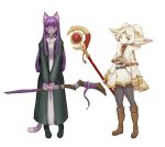 2025 alternate_species anthro bangs belt biped blue_eyes boots canid canine clothed clothed_anthro clothed_female clothing digital_media_(artwork) dipstick_tail domestic_cat duo felid feline felis female female_anthro fennec_fox fern_(frieren) footwear fox frieren frieren_beyond_journey's_end fully_clothed fully_clothed_anthro fully_clothed_female fur furrification hair hi_res hime_cut holding_object holding_staff inner_ear_fluff long_hair mammal markings monotone_background monotone_hair pivoted_ears plantigrade purple_body purple_eyes purple_fur purple_hair purple_tail robe shoes simple_background staff standing tail tail_markings tan_body tan_fur true_fox tuft white_background white_hair white_inner_ear_fluff white_tail_tip zeighous