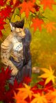  anthro cheek_tuft chinchilla3333 clothed clothing facial_tuft felid fur fur_tuft grey_clothing hi_res leaf likulau mammal nekojishi solo tuft 