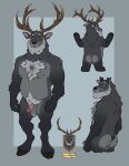 2025 anthro antlers ball_tuft balls barbell_piercing beard black_body black_fur body_hair cervine chest_hair cloven_hooves deer elk erection facial_hair front_view fur genitals grey_body grey_fur hi_res hooves horn humanoid_genitalia humanoid_penis labradorszn male male_anthro mammal model_sheet musclegut muscular muscular_anthro muscular_male mustache nipple_barbell nipple_piercing nipples notched_ear nude nude_anthro nude_male overweight overweight_anthro overweight_male penis piercing pink_penis pubes rear_view solo standing tail tuft vein veiny_penis yellow_eyes