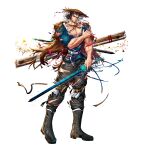  1boy absurdres bara black_hair boots brown_hair commentary_request facial_hair full_body glowing glowing_sword glowing_weapon hat highres holding holding_sword holding_weapon large_pectorals long_legs looking_at_viewer male_focus manly mature_male medium_hair muscular muscular_male original pants pectoral_cleavage pectorals recenama scar sheath shirt sideburns simple_background solo standing straw_hat stubble sword torn_clothes torn_pants torn_shirt weapon white_background 