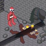  animated bottomwear broken_wall brown_clothing canid canine canis clothed clothing dark_souls domestic_dog fromsoftware green_clothing hole_in_wall hollow_(dark_souls) improvised_weapon iron_ball kawa_kir_(artist) loincloth loincloth_only mammal pinscher pinscher_(pinscher_5d) pinscher_5d poking seeing_stars squashed_body stick tail_nub topless unconscious white_clothing 