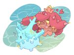  alternate_color artist_name colored_sclera corsola fangs heart inkie-heart mareanie no_humans open_mouth pokemon pokemon_(creature) red_eyes shiny_pokemon sparkle spikes tongue tongue_out yellow_sclera 