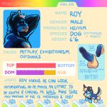  anthro balls canid canine canis domestic_dog english_text erection flaccid foreskin genitals handwritten_text hi_res husky information looking_at_viewer male mammal mastiff model_sheet molosser monochromanis nordic_sled_dog one_ear_up penis rottweiler roy_the_dog solo spitz text 