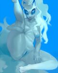 2022 4:5 alolan_form alolan_ninetales anthro areola biped blue_areola blue_eyes blue_nipples blue_vulva breasts claws digital_media_(artwork) digital_painting_(artwork) feet female female_anthro generation_7_pokemon genitals hair hand_on_leg humanoid_feet looking_at_viewer medium_breasts mighty-whydah nintendo nipples no_pupils nude painting_(artwork) plantigrade pokemon pokemon_(species) pokemorph presenting presenting_vulva raised_leg regional_form_(pokemon) simple_background smile solo vulva white_body white_hair
