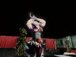 4:3 absurd_res bikini bikini_bottom bikini_top blue_body blue_eyes blue_fur braixen checkered checkered_floor clothing dark_souls detailed_background digital_media_(artwork) fromsoftware fur generation_6_pokemon hi_res jawsh_(jawshdafox) looking_at_viewer nintendo pixel_(artwork) pokemon pokemon_(species) purple_body purple_fur red_curtains sculpture stairs statue stretching stretching_arms swimwear thegreaterclaush two-piece_swimsuit white_body white_fur window
