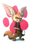  2020 anthro barefoot big_ears bottomwear brown_eyes canid canine cheek_tuft clothing disney eyewear facial_tuft fennec finnick fox fur holding_object inner_ear_fluff light lighting looking_at_viewer mammal pants shirt skadefro solo standing sunglasses tan_body tan_fur topwear tuft zootopia 