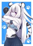 2026 anthro blue_bottomwear blue_clothing blue_skirt blue_underwear blush bottomwear bra clothing facial_markings felid female fur hair head_markings hi_res horokusa0519 lion long_hair mammal markings navel pantherine purple_eyes school_uniform shirt simple_background skirt smile smiling_at_viewer smirk smirking_at_viewer solo striped_body striped_face striped_fur striped_markings striped_tail stripes tail tail_markings topwear underwear undressing uniform white_body white_clothing white_ears white_face white_fur white_hair white_shirt white_tail white_topwear