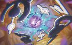  black_eyes creature energy floating full_body gen_2_pokemon no_humans official_art pokemon pokemon_(creature) pokemon_trading_card_game saitou_naoki single_eye unown 