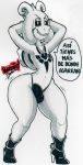  2020 anthro asriel_dreemurr_(god_form) black_body black_fur black_markings black_sclera blush boss_monster bovid caprine clothing eyelashes footwear fur girly hands_behind_head high_heels jewelry long_ears looking_at_viewer male mammal markings navel necklace panties parasitedeath shoes simple_background smile solo spanish_text text thick_thighs translated undertale underwear video_games white_background white_body white_fur white_pupils wide_hips 