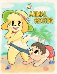  absurd_res all_fours animal_crossing anthro beach big_butt biting_panties blush bodily_fluids bottomwear breasts butt canid canine canis clothed clothing crouching domestic_dog duo english_text female footwear fur gametimeasia hair hi_res human isabelle_(animal_crossing) looking_back male male/female mammal nintendo open_mouth outside panties pants partially_clothed seaside shih_tzu shoes smile sweat teeth text thick_thighs tongue toy_dog underwear video_games villager_(animal_crossing) wide_hips yellow_body yellow_fur 