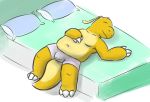  2019 anthro bed belly bulge clothing dragonite eyes_closed furniture hi_res hokolee32 male moobs nintendo pillow pok&eacute;mon pok&eacute;mon_(species) slightly_chubby solo underwear video_games 