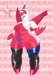 2025 absurd_res anthro anthrofied avian belly belly_markings belly_rolls big_breasts breasts clothing curvy_figure digital_drawing_(artwork) digital_media_(artwork) eyelashes featureless_breasts featureless_crotch female footwear full-length_portrait generation_3_pokemon geometric_background glistening glistening_breasts hand_on_hip hi_res high_heels kaarin_owo latex latex_clothing latex_legwear latex_thigh_highs latias legendary_pokemon legwear markings mostly_nude multicolored_body navel nintendo outline overweight overweight_anthro overweight_female pink_background pokemon pokemon_(species) pokemorph portrait red_body reference_image shoes simple_background smile solo thick_thighs thigh_highs thigh_highs_only three-quarter_view two_tone_body white_body white_outline wide_hips wings yellow_eyes