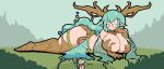  2026 ambiguous_gender big_breasts blue_hair blush blush_lines bottomwear branch branch_horn breasts claws cleavage clothed clothing deity digital_media_(artwork) duo elemental_creature elemental_humanoid ellipsis extreme_size_difference female female_focus flora_fauna gaia_(ssfplayer2) green_eyes hair hi_res huge_breasts humanoid humanoid_pointy_ears knight leaf loincloth macro macro_female mother_nature navel not_furry outside plant plant_horn pointy_ears pseudo_horn size_difference smile solo_focus thick_thighs tree usagibun1 warrior wide_hips 