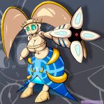 2026 abstract_background absurd_res aiming aiming_weapon anthro anthrofied arm_cannon arm_weapon big_breasts big_ears blue_body blue_eyes breasts crown fakemon female generation_7_pokemon gold_body headgear hi_res huge_breasts legendary_pokemon machine magearna metallic_body mona_(al33444) natural_high_heels nintendo open_mouth pokemon pokemon_(species) pokemorph project_monarch red_body robot robot_joints sawcraft1 solo tan_body tiara weapon yellow_body