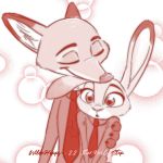  1:1 2020 anthro canid canine cheek_tuft clothed clothing disney duo eyes_closed facial_tuft fox fur hi_res judy_hopps lagomorph leporid mammal necktie nick_wilde one_ear_up qalcove rabbit red_fox restricted_palette shirt smile topwear tuft zootopia 