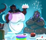  apron cake clothing danji-isthmus dragon feeder feeding female food hi_res machine male obese overweight protogen tagme 