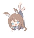  1girl amiya_(arknights) animal_ears arknights blue_eyes blush brown_hair bunny_ears chibi danble flailing long_hair tagme tears wavy_mouth white_background 