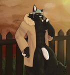 abs absurd_res amon_(zephrado) anthro armor ball_tuft balls barazoku big_muscles big_penis bird_dog black_body black_fur bottomless calupoh canid canine canis cigarette cigarette_in_mouth clothed clothing coat demon detailed_background digital_media_(artwork) domestic_dog drugs ears_through_headwear eyebrows fence fingers fluffy fluffy_chest fluffy_tail foreskin fur genitals golden_retriever headgear helmet hi_res hunting_dog hybrid inner_ear_fluff male mammal marijuana marijuana_blunt muscular nails nipples object_in_mouth pecs penis retriever rimworld shaded solo stoned substance_intoxication tail thick_thighs topwear topwear_only trenchcoat tuft vein veiny_penis watermark white_eyebrows white_nipples white_penis wood wood_fence zephrado