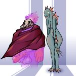 1:1 anthro aquatic balls bear bone cloak clothed clothed_male clothing digital_media_(artwork) duo erection female fish genitals ghost glossy_body langui male mammal nude nude_anthro nude_female penis pixel_(artwork) skull skull_head spirit standing translucent vulva