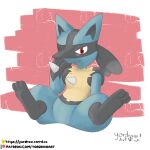 1:1 3_toes anthro black_paws blue_body blue_fur feet foot_fetish fur generation_4_pokemon hi_res looking_at_viewer lucario male nintendo patreon patreon_logo patreon_username paws pokemon pokemon_(species) sitting sitting_on_ground smile smiling_at_viewer solo spread_legs spreading text toes url yordraw