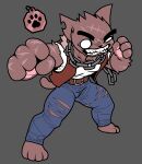 2026 4_fingers 4_toes aliasing anthro anthrofied arm_scar barefoot belt binary_drawing biped black_nose blue_bottomwear blue_clothing blue_pants bottomwear chain chain_necklace clenched_teeth clothed clothed_anthro clothed_male clothing collar_tag colored denim denim_bottomwear denim_clothing digital_drawing_(artwork) digital_media_(artwork) discommunicator domestic_cat empty_eyes eyebrows facial_scar feet felid feline felis fingers fist flat_colors front_view full-length_portrait fully_clothed fully_clothed_anthro fully_clothed_male fur grey_background hand_scar jeans jewelry looking_at_viewer magnus_(mewgenics) male male_anthro mammal mewgenics muscular muscular_anthro muscular_male necklace notched_ear pants pawpads pink_pawpads portrait pose red_body red_clothing red_ears red_fur red_tail red_topwear red_vest scar scars_all_over shirt simple_background solo standing tail teeth toes topwear torn_bottomwear torn_clothing torn_jeans torn_pants vest white_clothing white_eyes white_shirt white_topwear