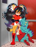 adventures_of_sonic_the_hedgehog anthro anus archie_comics areola armwear big_breasts bite biting_lip biting_own_lip black_hair bodily_fluids boots breast_grab breast_squish breasts breezie_the_hedgehog clitoral_hood clitoris clothed clothing cunnilingus demichan dic_entertainment digital_media_(artwork) domestic_cat dress duo elbow_gloves elevator eulipotyphlan european_hedgehog eyes_closed eyeshadow felid feline felis female female/female footwear fur genital_fluids genitals gloves hair hand_on_breast handwear hedgehog hi_res high_heels honey_the_cat leaking long_hair makeup mammal musk musk_cloud narrowed_eyes nipple_outline nipples one_eye_closed open_mouth oral pussy_juice_leaking raised_clothing raised_dress saliva saliva_string sega self_bite sex shoes sitting sonic_the_fighters sonic_the_hedgehog_(archie) sonic_the_hedgehog_(comics) sonic_the_hedgehog_(series) squish standing tail tongue tongue_out vaginal vaginal_fluid_string vaginal_fluids vulva yellow_body yellow_fur