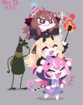  +++ 1boy 3girls :3 :d ahoge animal_ears arms_up birthday black_cardigan blonde_hair blush bow bowtie brown_hair camila_(vtuber) cardigan carrying cat_tail cerber_(vtuber) chibi chibi_only closed_eyes commentary cross_in_eye dated deadwoodswhisp1 demon_horns dog_ears dog_girl evil_neuro-sama excited facial_mark fang fire flipped_hair grey_background hair_between_eyes hair_ornament hair_ribbon hand_on_own_chin heart holding holding_stick horns indie_virtual_youtuber kermit_the_frog long_hair long_sleeves looking_at_another mini_party_hat multicolored_hair multiple_girls muppets outstretched_arms pink_hair pom_pom_(clothes) purple_bow purple_bowtie purple_skirt red_bow red_bowtie red_eyes red_ribbon ribbon roasted_marshmallow shadow shirt shoulder_carry skirt skull_hair_ornament smile sparkle standing stick streaked_hair tail torn_hair_ribbon triangle triangle_facial_mark turtle_shell two_side_up v-shaped_eyebrows vedal987 vedal_ai vrchat white_hair white_shirt 