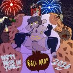 alcohol ambiguous_fluids anal anal_penetration anthro areola armwear balls becca_(softschwarz) belly beverage big_areola big_balls bodily_fluids bovid caprine champagne cheetah cheetayeen chest_tuft clothing cloven_hooves dripping duo elbow_gloves felid feline femboy fireworks foreskin genital_fluids genitals gesture gloves green_eyes hand_gesture handwear hi_res hooves hybrid hyena intersex intersex/male lactating male mammal musclegut muscular muscular_intersex new_year_2026 nipple_fetish nipple_penetration nipple_play nipples nude pasties penetration penis precum precum_drip pubes sheep size_difference softschwarz toeless_legwear tuft v_sign