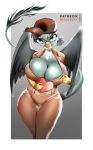  avian big_breasts breasts cleavage clothed clothing female friendship_is_magic gabby_(mlp) grey_body gryphon hi_res huge_breasts mrkashkiet my_little_pony mythological_avian mythology solo wide_hips 