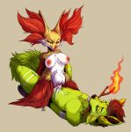  anthro bodily_fluids breasts cum delphox duo female fire furkinghell genital_fluids genitals hi_res inner_ear_fluff male male/female nintendo nipples penetration penis pok&eacute;mon pok&eacute;mon_(species) pussy sex siber simple_background tongue tongue_out tuft vaginal vaginal_penetration video_games 