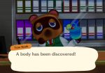  animal_crossing anthro beverage blue_eyes brown_body brown_fur canid canine cherry clothed clothing computer crossover crystalgemme cup danganronpa desk dialogue english_text food fruit fur furniture half-closed_eyes ink lime looking_at_viewer low_res male mammal marker narrowed_eyes necktie nintendo paper pen plant procyonid raccoon raccoon_dog round_ears shirt sitting solo straw talking_to_viewer text tom_nook_(animal_crossing) topwear vest video_games 