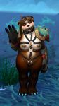  absurd_res anthro armwear bbdworks blizzard_entertainment breasts clothing colored_nails elbow_gloves female gloves handwear harness hi_res mammal nails pandaren piercing shy ursid video_games warcraft 