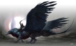  2016 armor arvalis beak digital_media_(artwork) duo feathered_wings feathers holding_object holding_sword holding_weapon human mammal melee_weapon sword weapon wings 