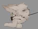anthro big_ears biped bite biting_lip bodily_fluids bound clenched_teeth collar collar_only ear_piercing ear_tag eye_scar facial_scar fur furrowed_eyebrows hand_behind_back hands_tied kled_(lol) kneeling league_of_legends leash leash_pull leashed_collar male narrowed_eyes nude piercing price_tag pwslz restraints riot_games scar shaking shrew's_fiddle solo stocks sweat tears teeth tencent tremble_lines trembling white_body white_fur