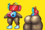 animate_inanimate bent_over big_breasts big_butt blush breasts butt clothing console female footwear looking_at_viewer looking_back machine nintendo nintendo_switch nipples nude open_mouth overweight presenting presenting_hindquarters robot shoes short_stack simple_background slightly_chubby smile solo standing sweetdandy thick_thighs toy video_games wide_hips yellow_background 