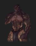  abs absurd_res alien big_penis bodily_fluids clothed clothing drooling duke_nukem flaccid genitals grin hi_res loincloth luluthir male mottled mottled_body mottled_skin muscular partially_clothed penis saliva smile solo standing teeth video_games 