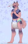  anthro babysp00ks barefoot biped blush canid canine clothing diaper digitigrade feces female fennec fox front_view hi_res mammal messy_diaper scat shirt soiling solo standing thought_bubble topwear 