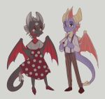  2020 activision anthro clothed clothing cynder digital_media_(artwork) dragon duo female hi_res horn male membrane_(anatomy) membranous_wings scales scalie smile spyro spyro_the_dragon standing video_games wanderertamplior western_dragon wings 