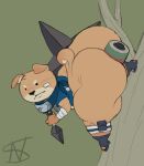  5_fingers anal anal_penetration anthro band-aid bandage big_butt black_eyes black_nose bottom_heavy butt buttplug canid canine canis clothed clothing cropped_jacket curvy_figure domestic_dog dot_eyes eyebrows femboy fingers floppy_ears hi_res huge_butt huge_thighs kunai male mammal naruto_headband nightsome ninja no_underwear okinashiri_(coleson) pantsless penetration plant plug_(sex_toy) sex_toy shiba_inu shortstack shortstack_male simple_eyes solo spitz tail thick_thighs tree voluptuous voluptuous_anthro voluptuous_male warrior weapon 