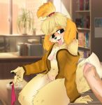  animal_crossing breasts canid canine canis clothing domestic_dog female genitals isabelle_(animal_crossing) kaiponk mammal nintendo nipples nude panties penis shih_tzu slightly_chubby solo tongue tongue_out toy_dog underwear video_games xxxmegaloivexxx 