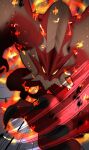  absurdres alternate_species black_nails closed_mouth colored_sclera commentary dragon dragon_horns dragon_wings english_commentary fire highres horns indie_virtual_youtuber looking_at_viewer n4hkz red_scales solo virtual_youtuber wings yellow_sclera zentreya zentreya_(dragon) zentreya_(kaiju) 
