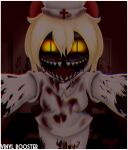 anthro blood blood_in_mouth blood_on_face blood_on_hand bodily_fluids clothing female fur hi_res humanoid looking_at_viewer lorna_(terrible_mouse) mammal mouse murid murine nurse_clothing rodent smile smiling_at_viewer solo terrible_mouse vinylrooster white_body white_fur yellow_eyes